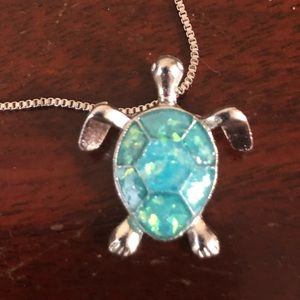 New Enamel Painted Sea Turtle Silver Necklace